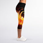 Fire Angel Wings Print Women's Capri Leggings