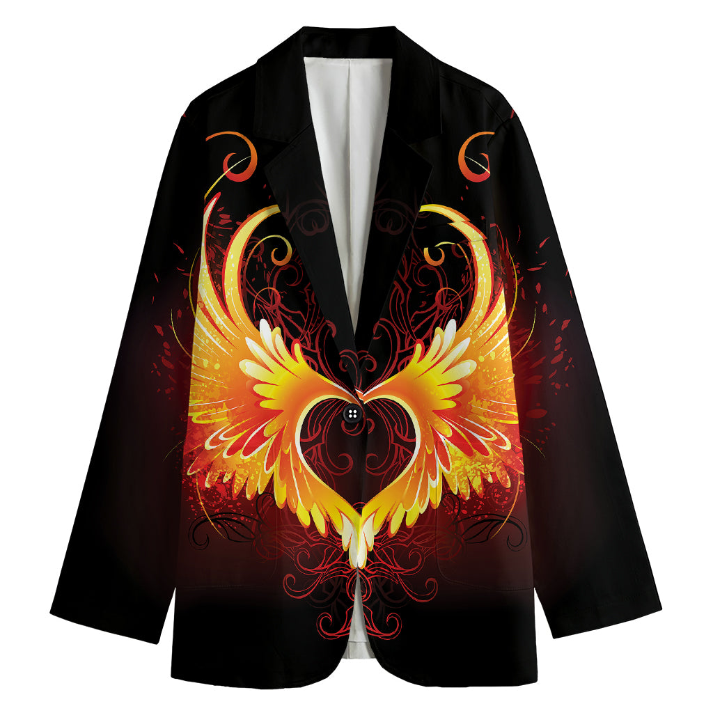 Fire Angel Wings Print Women's Cotton Blazer