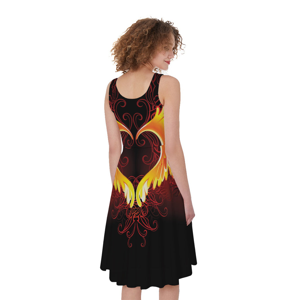 Fire Angel Wings Print Women's Sleeveless Dress