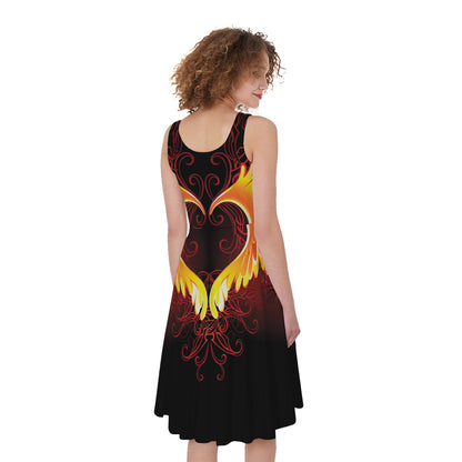 Fire Angel Wings Print Women's Sleeveless Dress