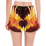 Fire Angel Wings Print Women's Split Running Shorts