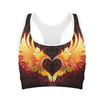 Fire Angel Wings Print Women's Sports Bra