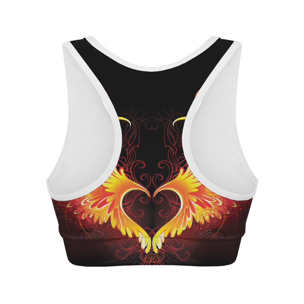 Fire Angel Wings Print Women's Sports Bra