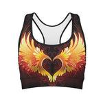 Fire Angel Wings Print Women's Sports Bra