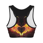 Fire Angel Wings Print Women's Sports Bra