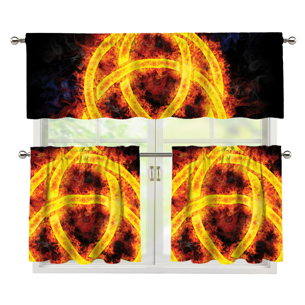 Fire Celtic Knot Print 3 Piece Kitchen Curtains