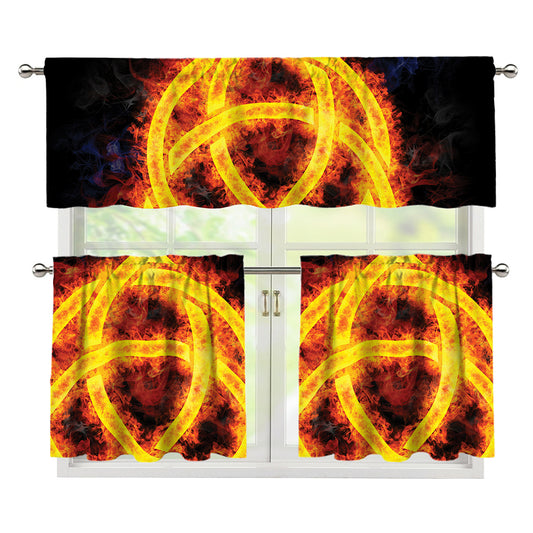 Fire Celtic Knot Print 3 Piece Kitchen Curtains