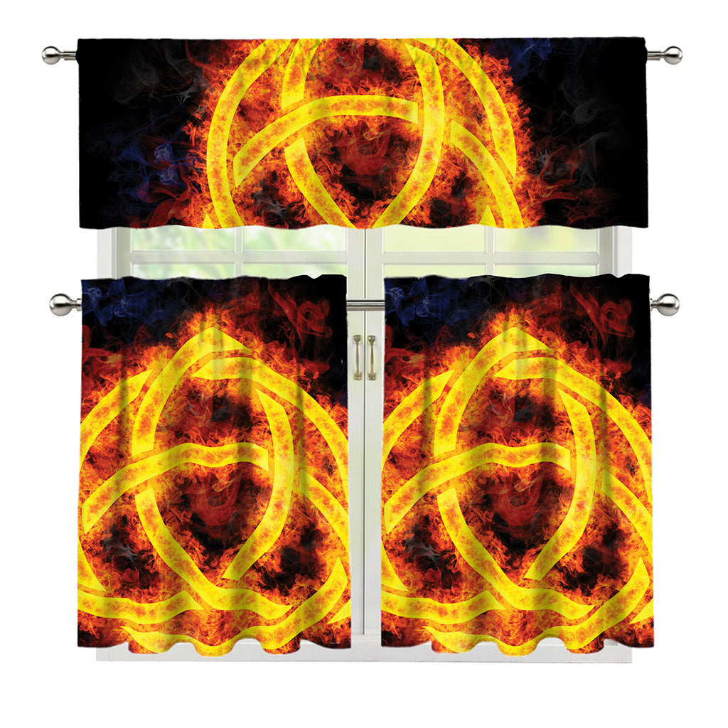 Fire Celtic Knot Print 3 Piece Kitchen Curtains