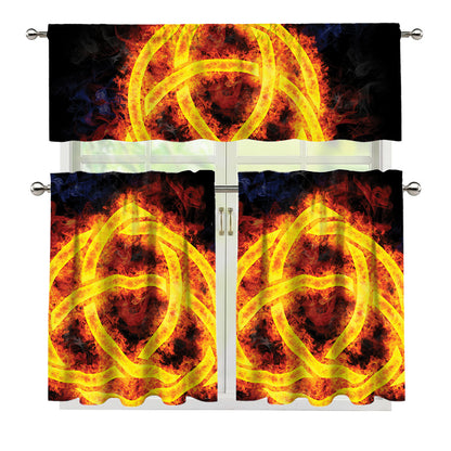 Fire Celtic Knot Print 3 Piece Kitchen Curtains