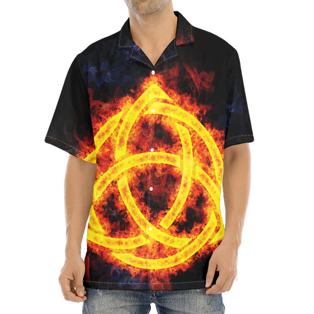 Fire Celtic Knot Print Aloha Shirt