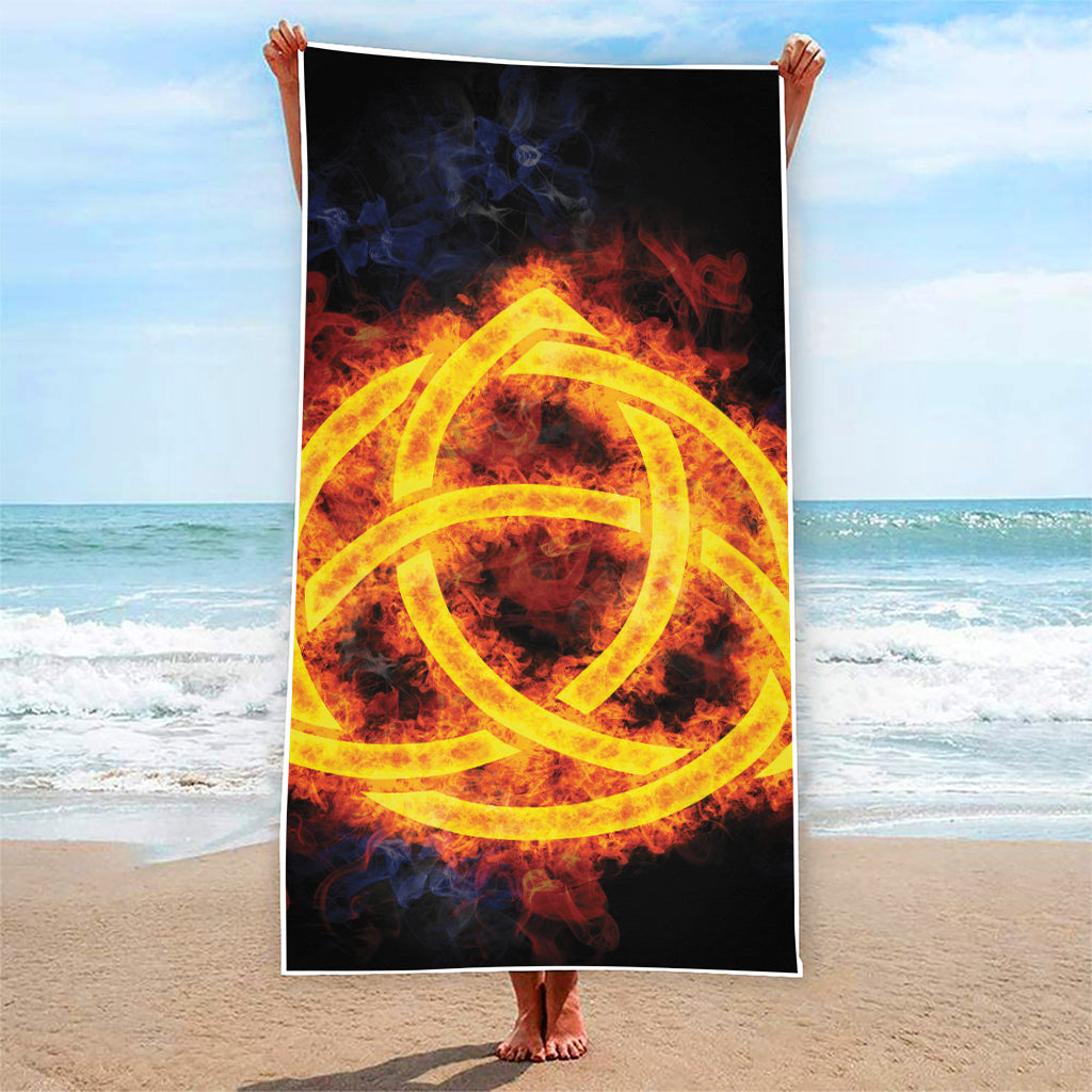 Fire Celtic Knot Print Beach Towel