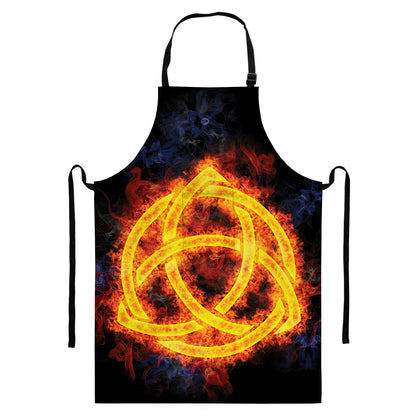 Fire Celtic Knot Print Bib Apron With Pocket
