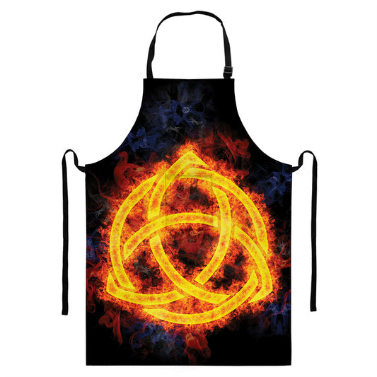 Fire Celtic Knot Print Bib Apron With Pocket