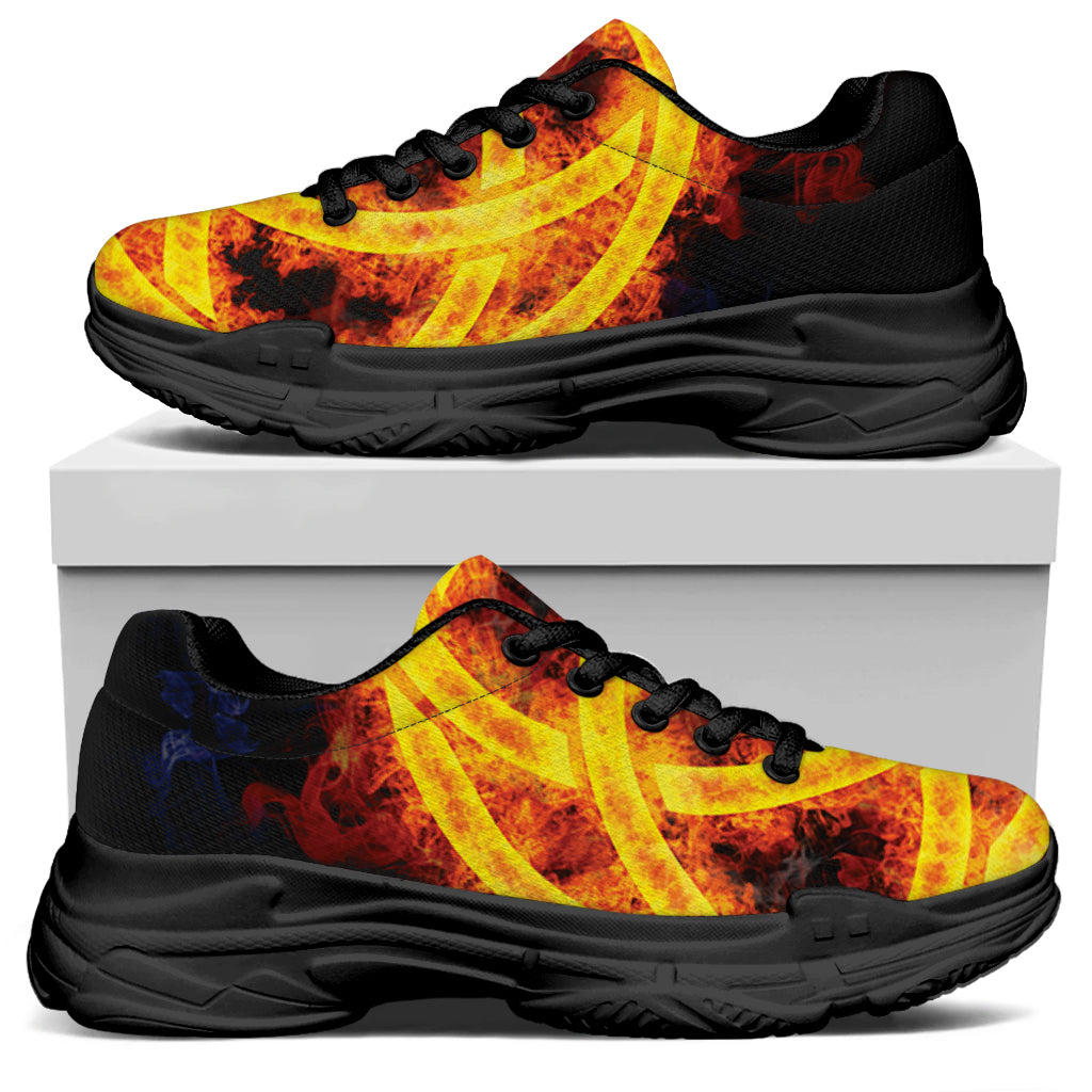 Fire Celtic Knot Print Black Chunky Shoes
