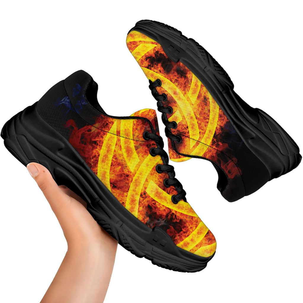 Fire Celtic Knot Print Black Chunky Shoes
