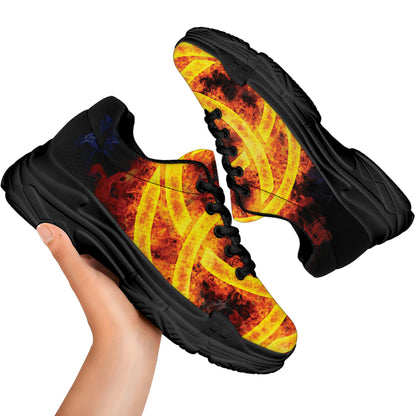 Fire Celtic Knot Print Black Chunky Shoes