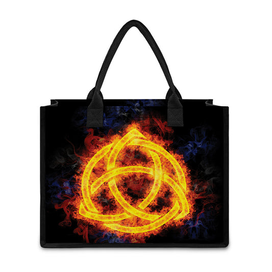 Fire Celtic Knot Print Canvas Tote Bag