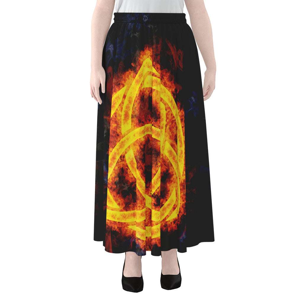 Fire Celtic Knot Print Chiffon Maxi Skirt