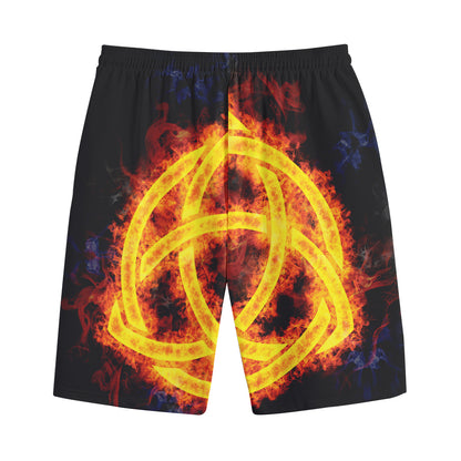 Fire Celtic Knot Print Cotton Shorts