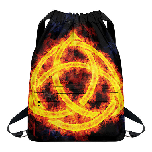 Fire Celtic Knot Print Drawstring Backpack
