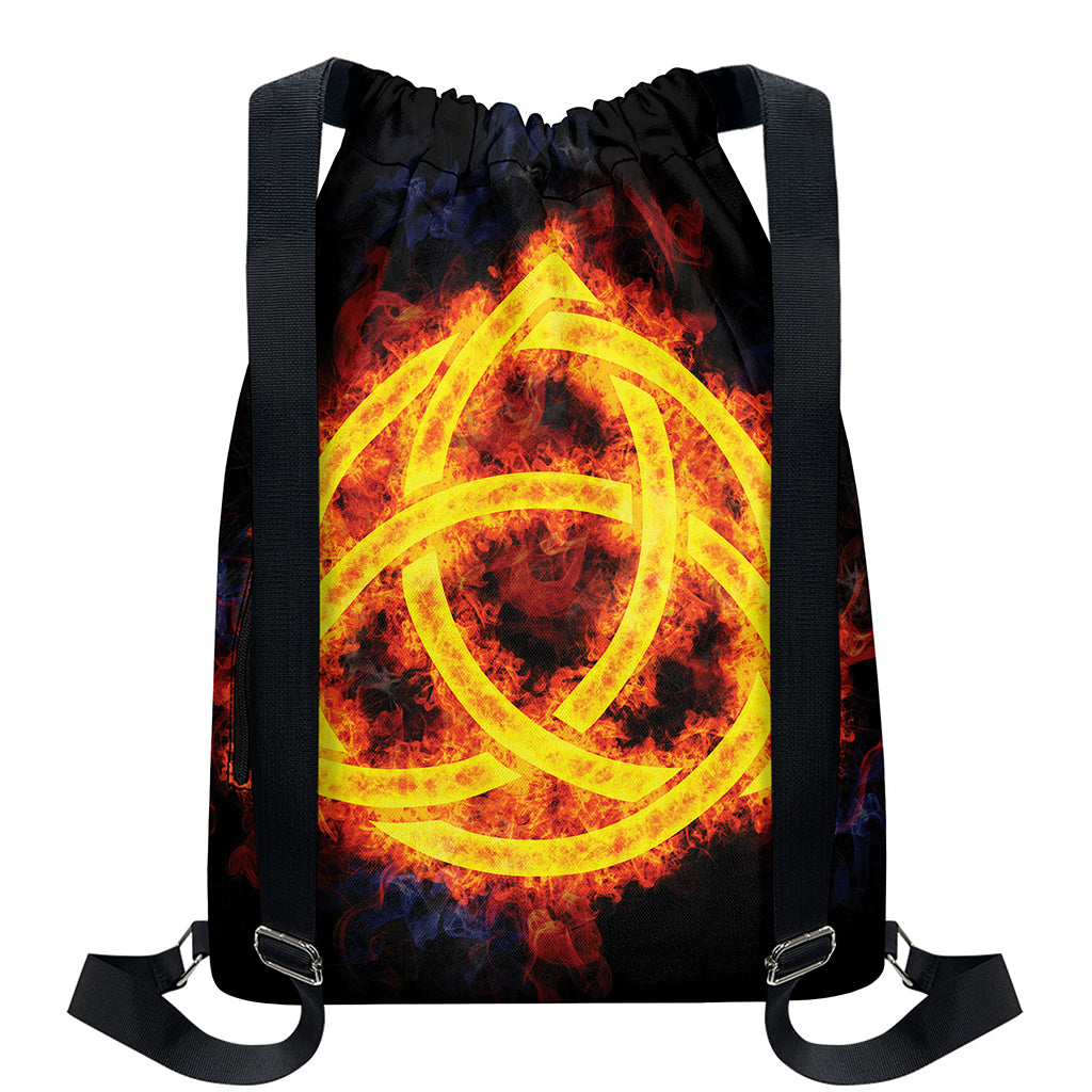 Fire Celtic Knot Print Drawstring Backpack