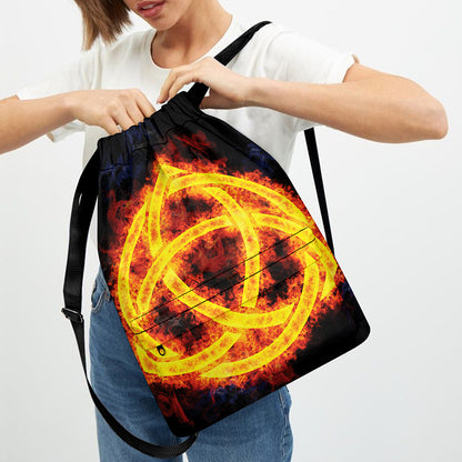 Fire Celtic Knot Print Drawstring Backpack