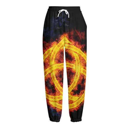 Fire Celtic Knot Print Fleece Lined Knit Pants