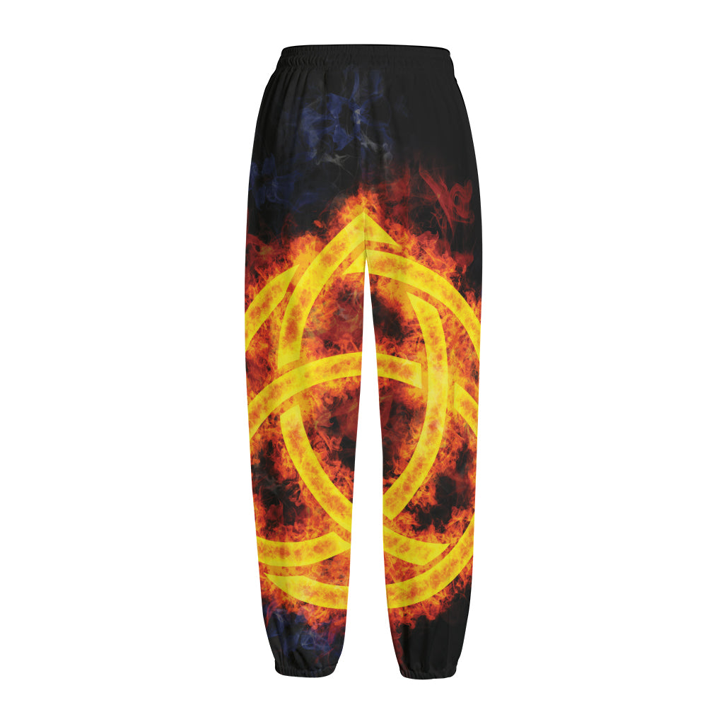 Fire Celtic Knot Print Fleece Lined Knit Pants