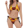 Fire Celtic Knot Print Halter Scoop Tie Side Bikini