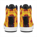 Fire Celtic Knot Print High Top Leather Sneakers