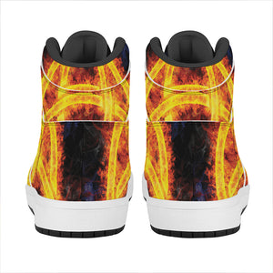 Fire Celtic Knot Print High Top Leather Sneakers