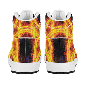 Fire Celtic Knot Print High Top Leather Sneakers