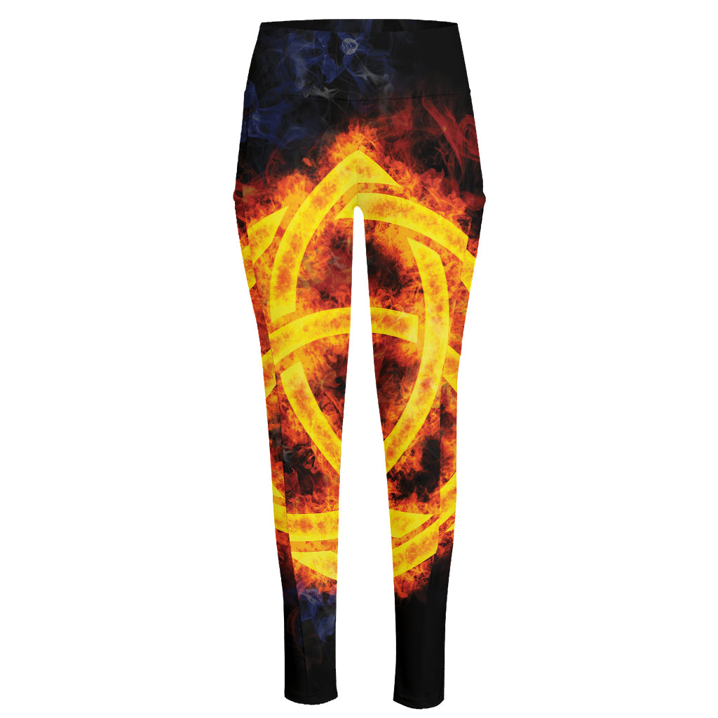 Fire Celtic Knot Print High-Waisted Pocket Leggings