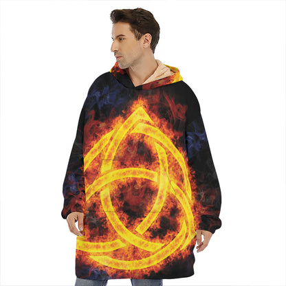 Fire Celtic Knot Print Hoodie Blanket