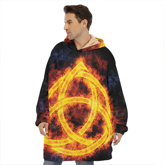 Fire Celtic Knot Print Hoodie Blanket