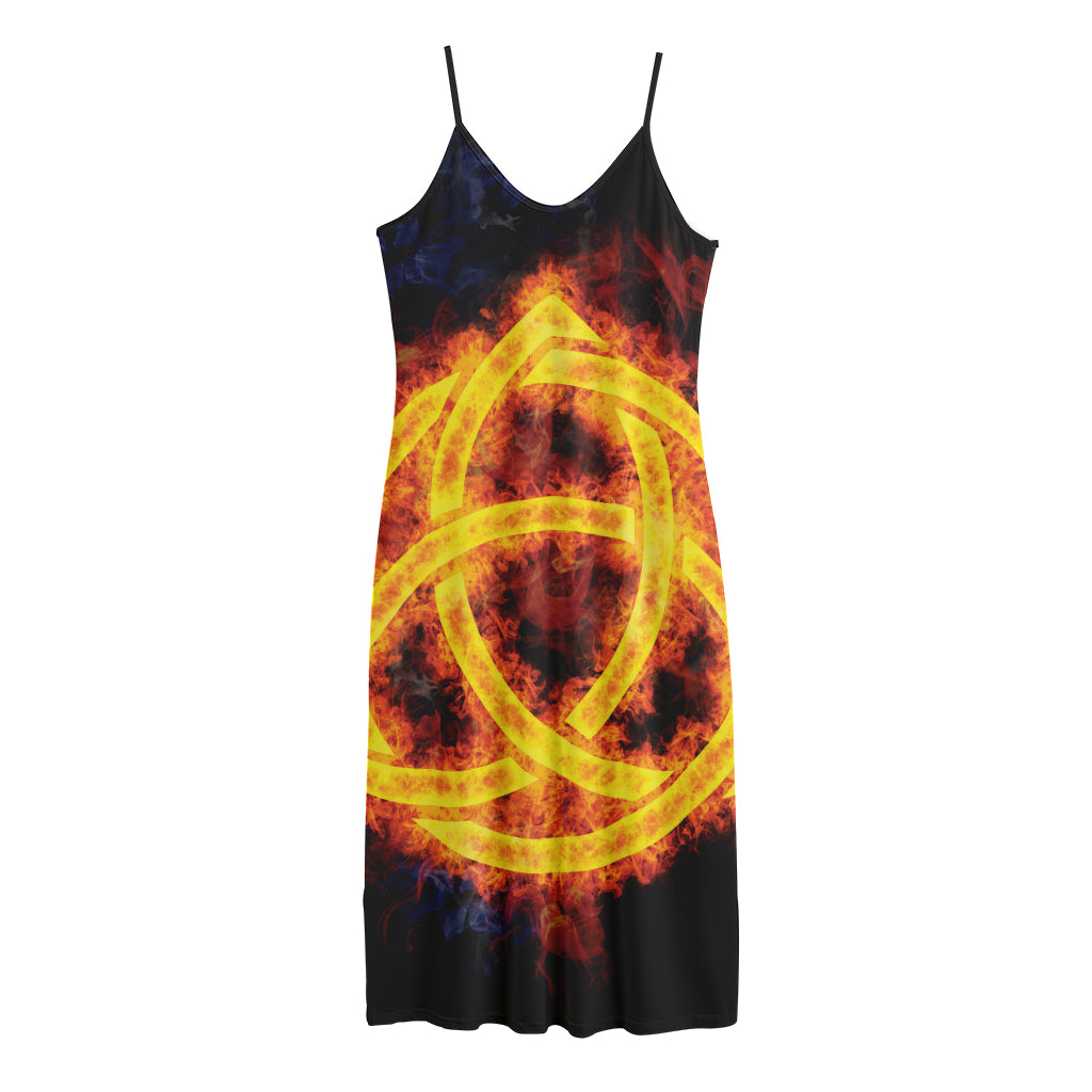 Fire Celtic Knot Print Jersey Midi Cami Dress