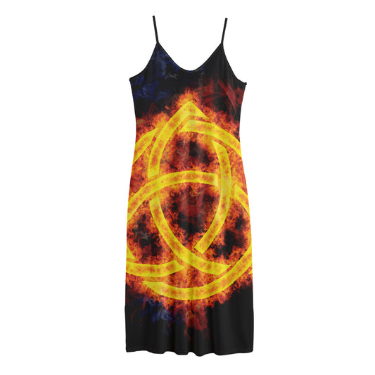 Fire Celtic Knot Print Jersey Midi Cami Dress