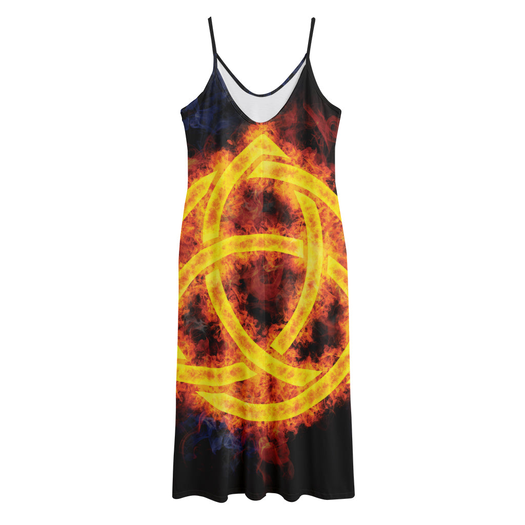Fire Celtic Knot Print Jersey Midi Cami Dress