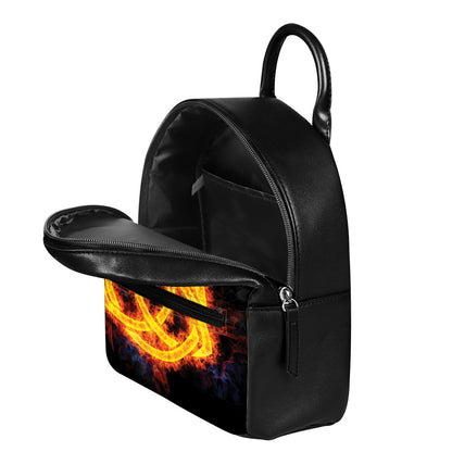 Fire Celtic Knot Print Leather Backpack