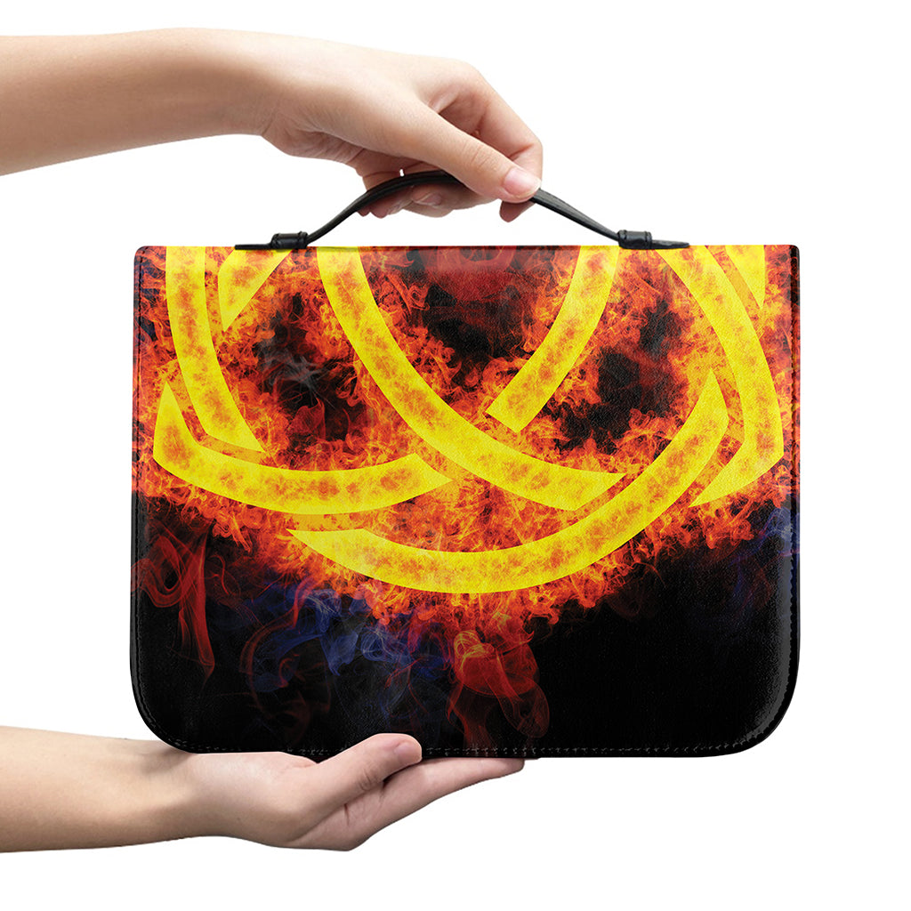 Fire Celtic Knot Print Leather Bible Cover