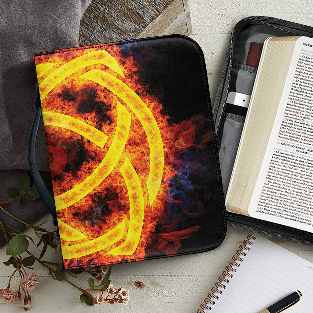 Fire Celtic Knot Print Leather Bible Cover
