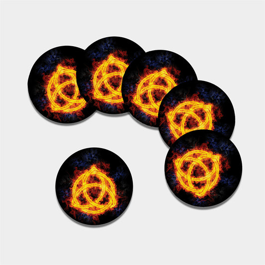 Fire Celtic Knot Print Leather Coaster Set