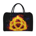 Fire Celtic Knot Print Leather Duffel Bag