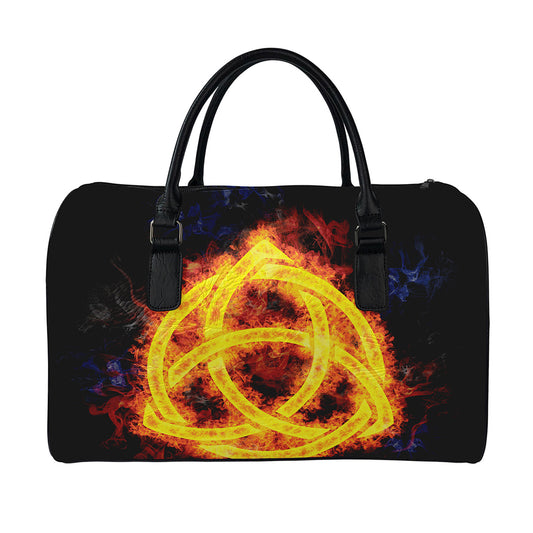 Fire Celtic Knot Print Leather Duffle Bag