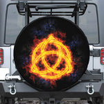 Fire Celtic Knot Print Leather Spare Tire Cover