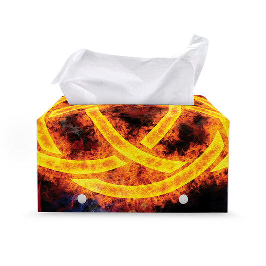 Fire Celtic Knot Print Leather Tissue Box Cover
