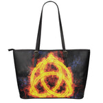 Fire Celtic Knot Print Leather Tote Bag