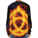 Fire Celtic Knot Print Long Sleeve Baseball Jersey