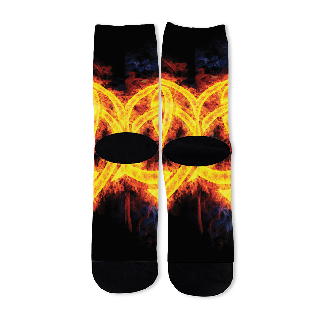 Fire Celtic Knot Print Long Socks