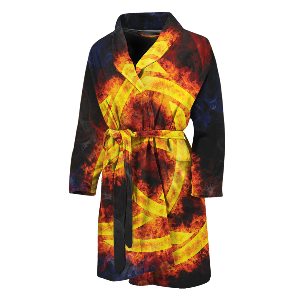 Fire Celtic Knot Print Men's Bathrobe